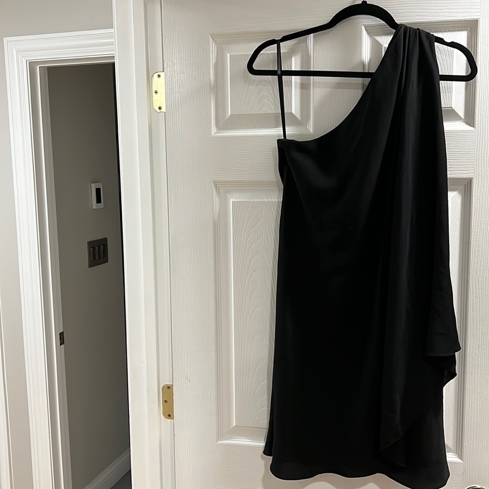 Halston Heritage one shoulder black dress